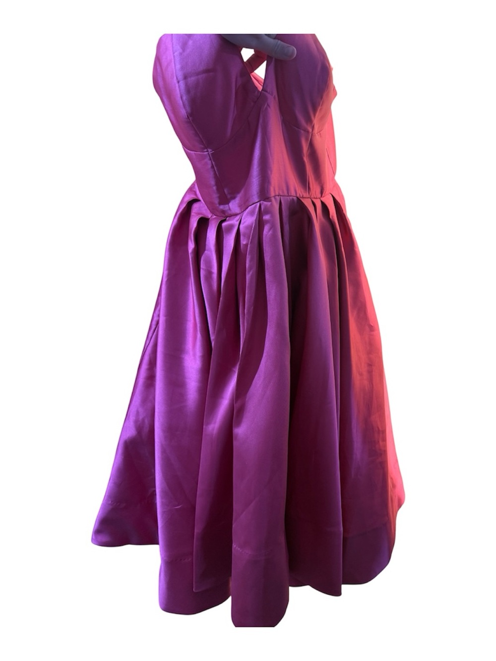 NWT Hutch Anthropologie Sabrina Strapless High-Low Pleated Pink Satin Gown 16P - Picture 7 of 15